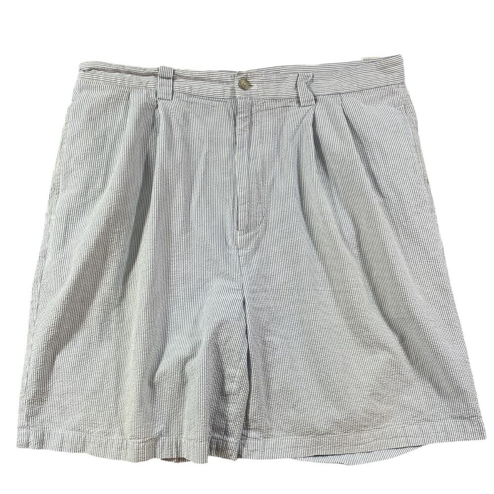 Vintage Byron Nelson Seersucker Shorts Mens 35 Fit (36 Tag) Blue & White Striped